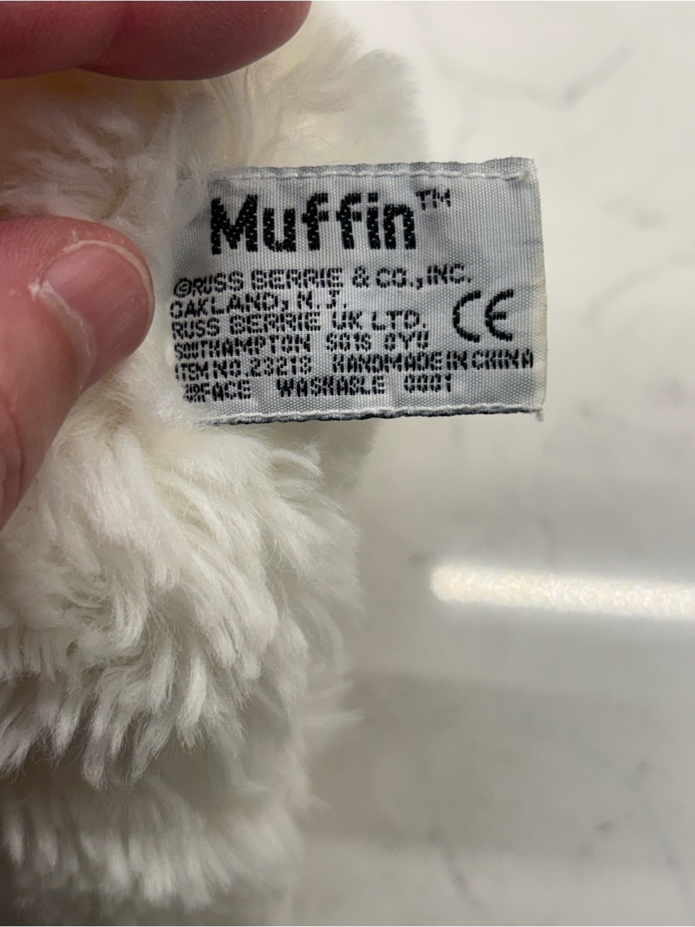 RUSS BERRIE Muffin White Fluffy Plush Puppy Dog Hard Eyes Nose Bichon Frise - Picture 5 of 9